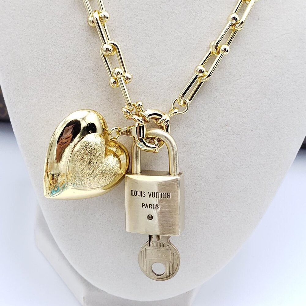 Authentic Louis Vuitton Gold Padlock with Unbranded 18k Gold Plated Necklace - Picture 8 of 10